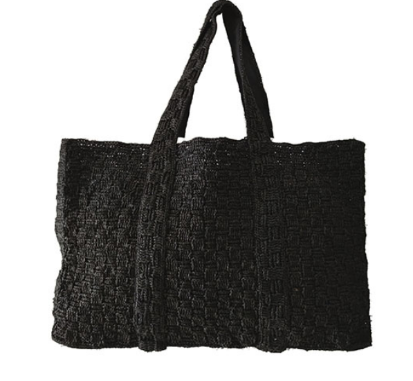 Image du Sac en Crochet Moorea avec maille raffinée et anses crochetées couleur noir